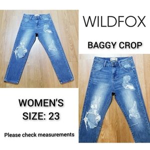 WILDFOX Baggy Crop Distressed Jeans - Size 23